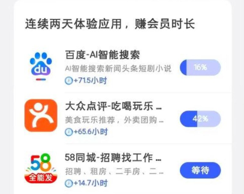 有APP的自测下 Vivo💰包天天领荟员 看看自己的任wu部分号给的时长多 能兌视频荟员三个给150+个小时 相当于12天
